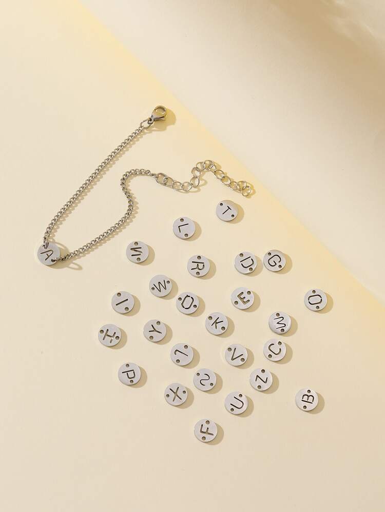 Letter Detail Round Decor Bracelet