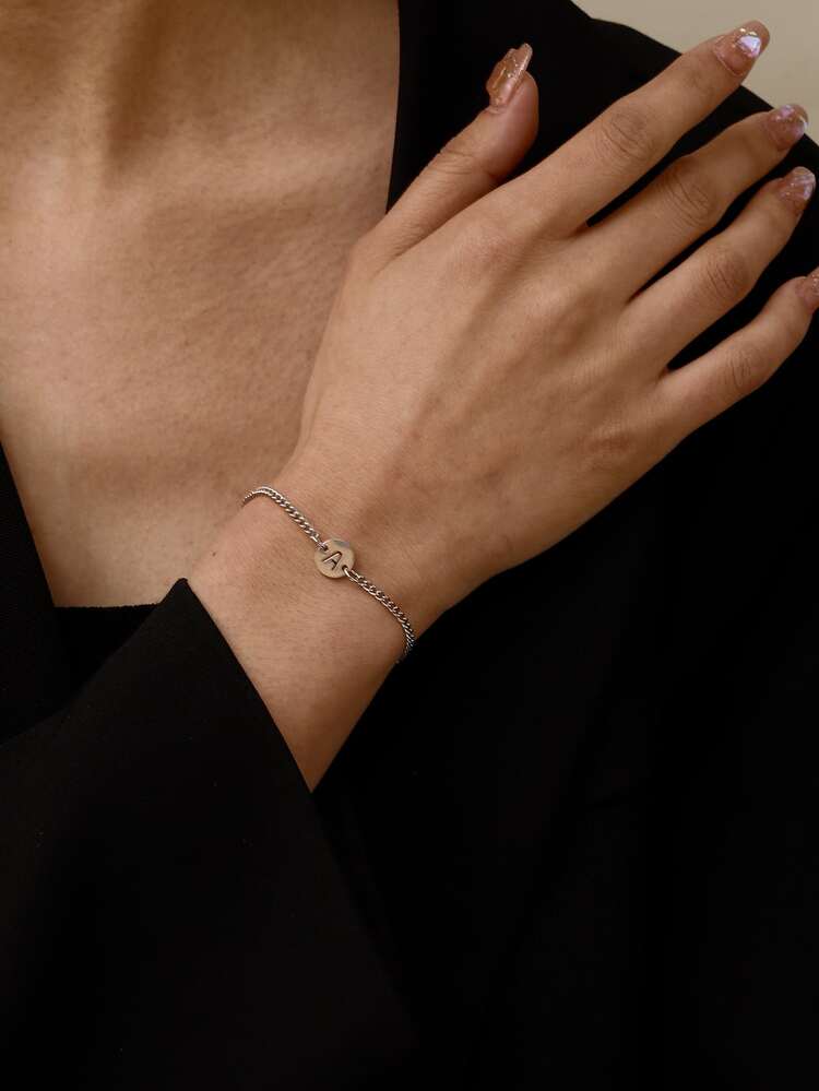 Letter Detail Round Decor Bracelet