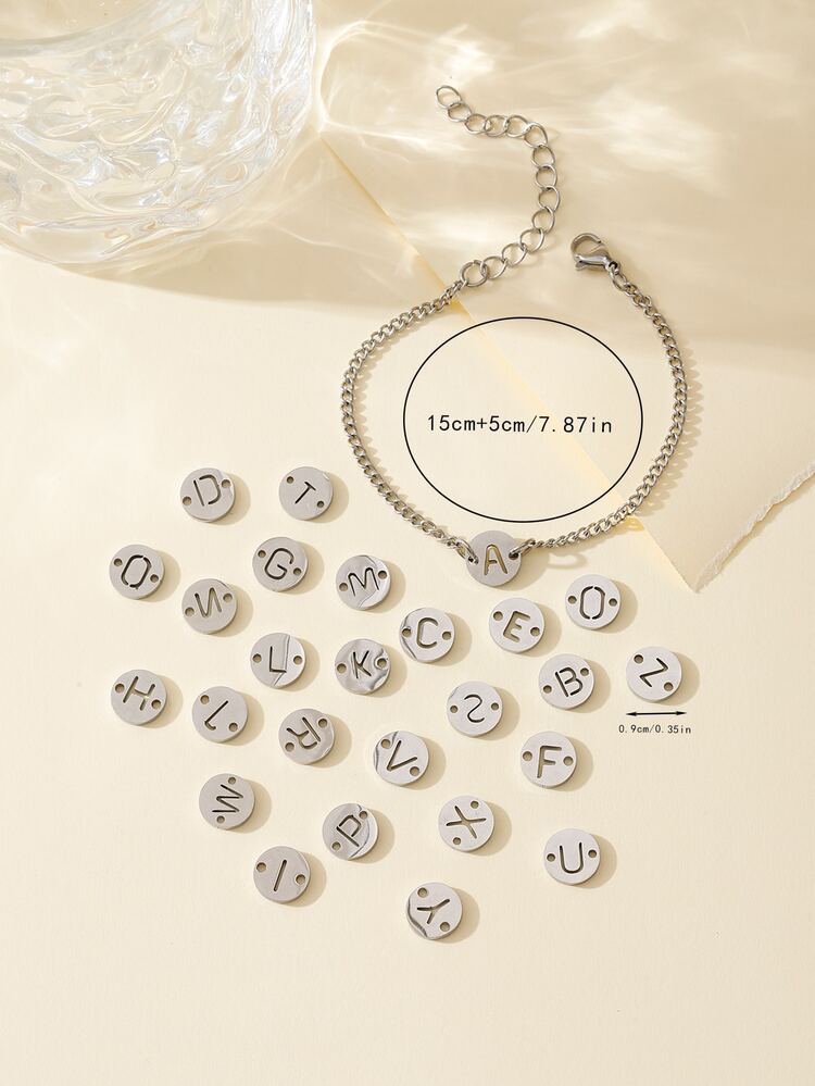 Letter Detail Round Decor Bracelet