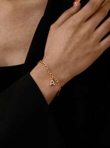 Vòng tay trang trí chữ cái Zirconia - Vàng - Xem 2