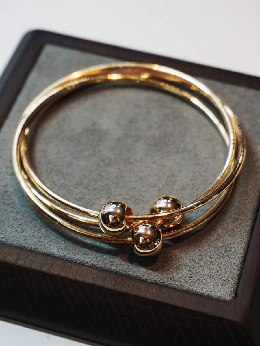 3入組球裝飾手鐲 - 金色 - 查看 1