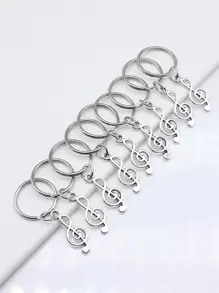 9件/套 26x10mm 音符高音吊坠钥匙扣 20mm 外径圆线钥匙圈（无链）钥匙扣纪念品汽车配件包饰背包学校万圣节配件教师节圣诞节礼物创意包饰挂绳带身份证夹汽车配件包饰 - 復古銀色 - 查看 1