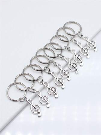 Set de 9 piezas Colgantes con forma de nota musical de 26x10mm, llavero de alambre redondo de 20mm de diámetro exterior sin cadena, accesorio para mochila, bolso, coche, Halloween, Día del Maestro, regalo de Navidad