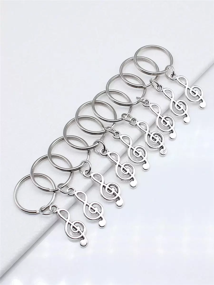 9 cái/bộ 26x10mm Mặt dây chuyền hình nốt nhạc Treble Móc khóa 20mm Đường kính ngoài Dây tròn Móc khóa không có dây xích Móc khóa Phụ kiện ô tô lưu niệm Túi xách Móc khóa Ba lô cho trường học Phụ kiện Halloween Ngày nhà giáo Ý tưởng quà tặng Giáng sinh Phụ kiện túi Dây đeo có ngăn đựng thẻ Phụ kiện ô tô Móc khóa Túi xách - Màu Bạc Cổ - Xem 1