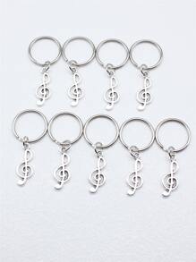 9件/套 26x10mm 音符高音吊坠钥匙扣 20mm 外径圆线钥匙圈（无链）钥匙扣纪念品汽车配件包饰背包学校万圣节配件教师节圣诞节礼物创意包饰挂绳带身份证夹汽车配件包饰 - 復古銀色 - 查看 2