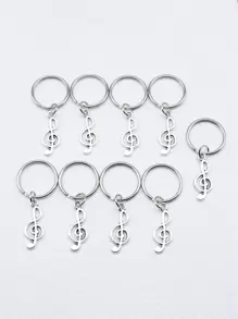 9件/套 26x10mm 音符高音吊坠钥匙扣 20mm 外径圆线钥匙圈（无链）钥匙扣纪念品汽车配件包饰背包学校万圣节配件教师节圣诞节礼物创意包饰挂绳带身份证夹汽车配件包饰 - 復古銀色 - 查看 3