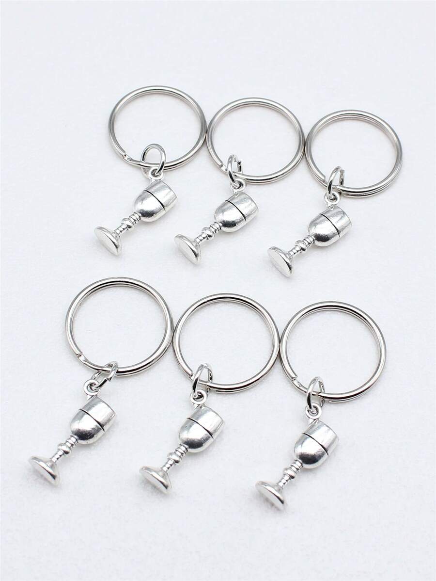 Móc khóa 6 chiếc cốc quyến rũ - Màu Bạc Cổ - Xem 1