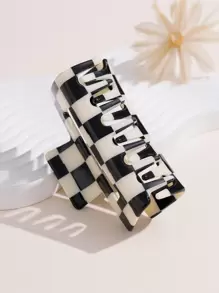 1pc Checkered Square Fashion Claw Clip For Women With Anti-Slip Function, Suitable For Daily Use And Gift Street