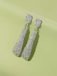 Anting Drop Logam Bertekstur - Perak - View 3