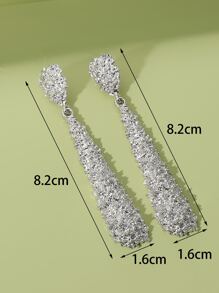 Anting Drop Logam Bertekstur - Perak - View 5