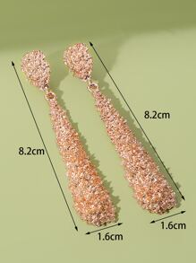 1對時尚霧面幾何矩形流行水滴質感耳環,適合日常、派對、約會女性禮物 - 玫瑰金 - 查看 5