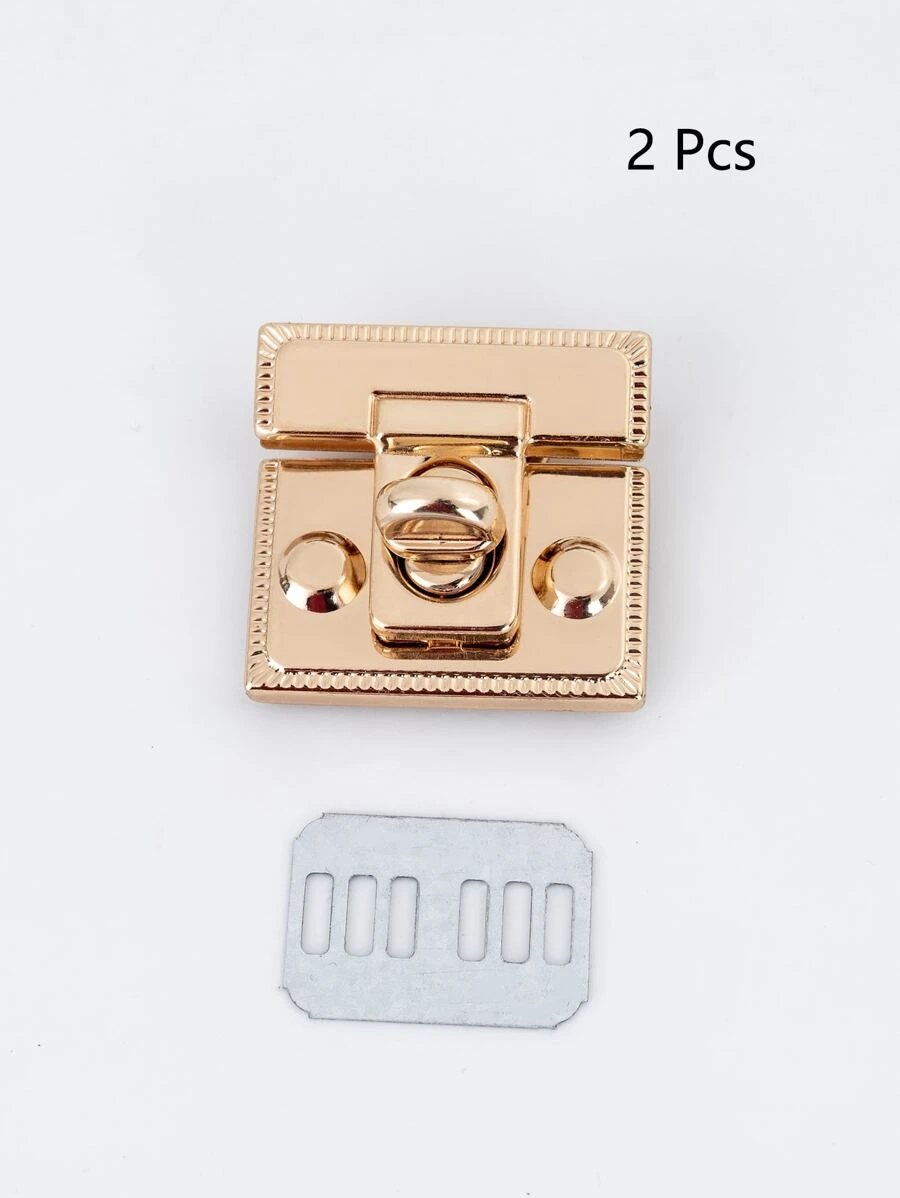 2pcs DIY Metal Lock Bag Case Buckle Clasp For Handbag Shoulder Bag Purse Accessories Bag Lock - Gold - View 1