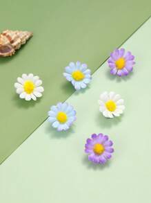 6入組花朵裝飾鴨嘴夾 - 彩色 - 查看 1