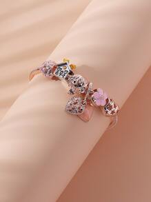 Vòng tay chuỗi trang trí hoa & trái tim - Hoa hồng vàng - Xem 3