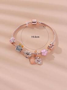 Vòng tay chuỗi trang trí hoa & trái tim - Hoa hồng vàng - Xem 4