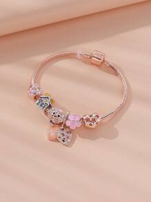 Vòng tay chuỗi trang trí hoa & trái tim - Hoa hồng vàng - Xem 5