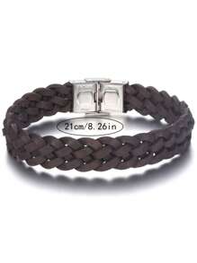 男士編織設計手環 - 棕色 - 查看 4