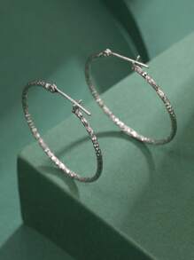 Bông tai bạc trang trí bằng đá khối Zirconia - Bạc - Xem 6