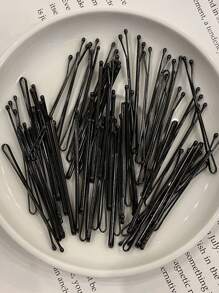 50入組素色髮夾 - 黑色 - 查看 1