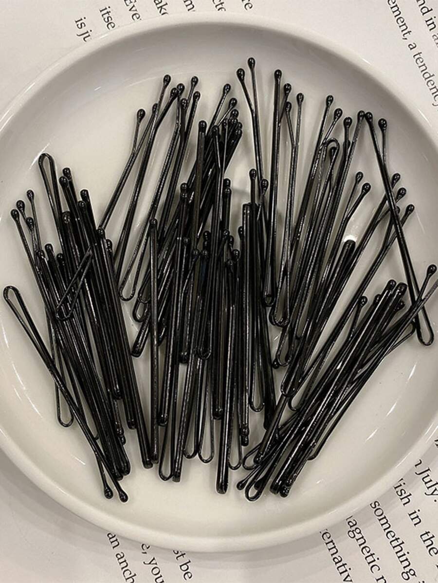 50入組素色髮夾 - 黑色 - 查看 1