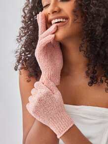 SHEIN BASIC LIVING 2 chiếc Găng tay tắm tẩy tế bào chết cho vòi hoa sen/Spa/Massage và tẩy tế bào chết cơ thể - Hồng - Xem 1