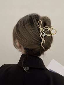 1 件女士蝴蝶结和仿珍珠设计时尚发夹优雅情人节爪夹发夹发夹发夹发夹发夹