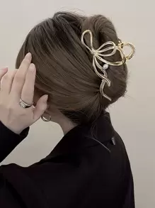 1 件女士蝴蝶结和仿珍珠设计时尚发夹优雅情人节爪夹发夹发夹发夹发夹发夹