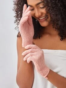 SHEIN BASIC LIVING 2 chiếc Găng tay tắm tẩy tế bào chết cho vòi hoa sen/Spa/Massage và tẩy tế bào chết cơ thể - Hồng - Xem 11