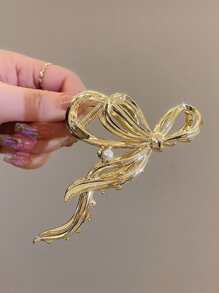 1 件女士蝴蝶结和仿珍珠设计时尚发夹优雅情人节爪夹发夹发夹发夹发夹发夹