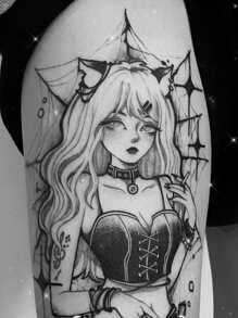 1 tờ Hình dán hình xăm đồ họa - màu đen - Xem 1