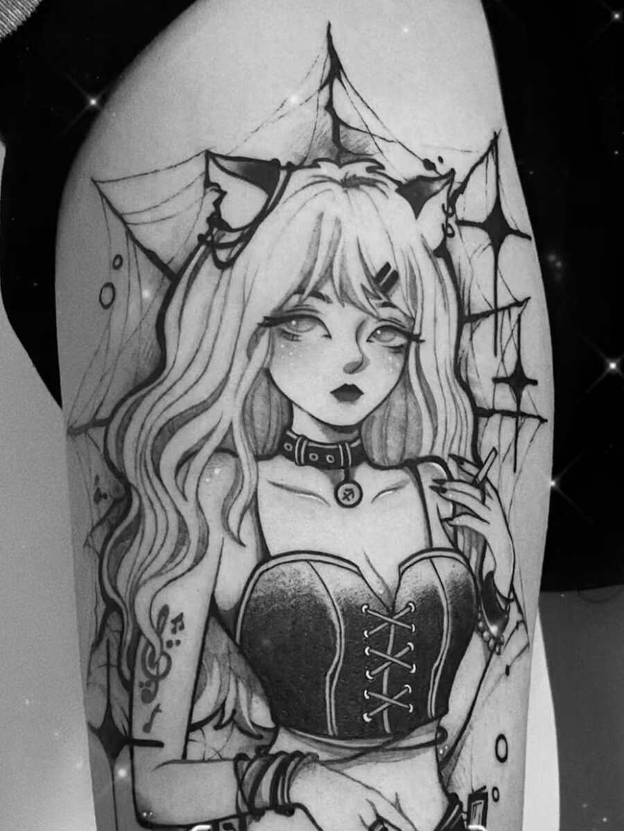 1 tờ Hình dán hình xăm đồ họa - màu đen - Xem 1