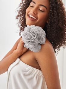 SHEIN Basic living 1 件升级版 50 克沐浴沐浴丝瓜络海绵球沐浴露擦洗器浴室装饰夏季 - 灰色 - 查看 11