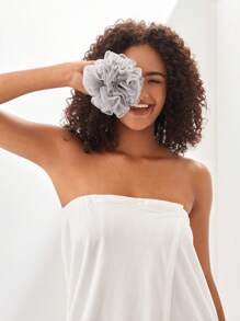 SHEIN Basic living 1 件升级版 50 克沐浴沐浴丝瓜络海绵球沐浴露擦洗器浴室装饰夏季 - 灰色 - 查看 5