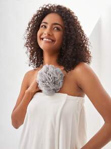 SHEIN Basic living 1 件升级版 50 克沐浴沐浴丝瓜络海绵球沐浴露擦洗器浴室装饰夏季 - 灰色 - 查看 4