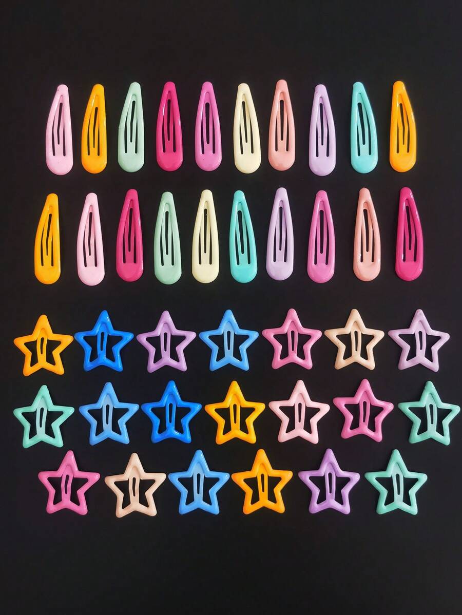 40 chiếc kẹp tóc kim loại hình giọt nước nhiều màu 2 inch (Màu ngẫu nhiên) - Nhiều màu - Xem 1