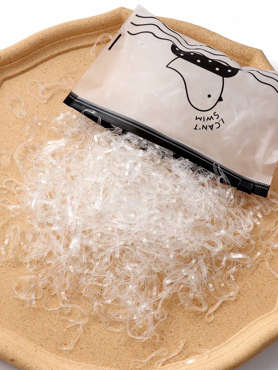 500pcs/Set Transparent High Elasticity Disposable Hair Ties For Women,Hair Accessories,Ponytail ,Hair Rope, Rubber Band,Gym Sport Outfit Head Accessories - Clear - View 1