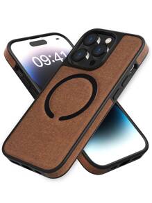 Habyby Fundas para iPhone para hombres, funda de teléfono de PU magnética a prueba de caídas compatible con iPhone 11/iPhone 13/iPhone 14/iPhone 15/iPhone 12 - Marrón - Ver 3