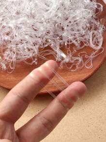 500pcs/Set Transparent High Elasticity Disposable Hair Ties For Women,Hair Accessories,Ponytail ,Hair Rope, Rubber Band,Gym Sport Outfit Head Accessories - Clear - View 3
