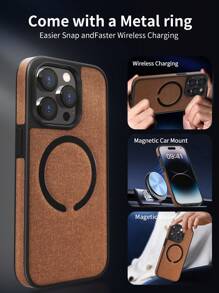 Habyby Fundas para iPhone para hombres, funda de teléfono de PU magnética a prueba de caídas compatible con iPhone 11/iPhone 13/iPhone 14/iPhone 15/iPhone 12 - Marrón - Ver 4