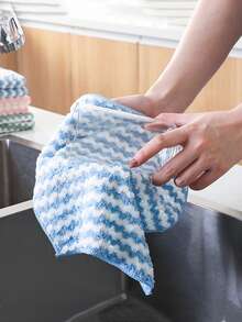 6入組/套條紋圖案清潔抹布廚房日常滌綸清潔布 - 彩色 - 查看 3