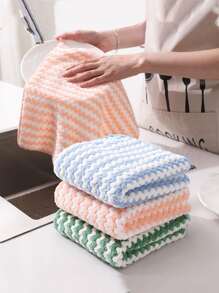6入組/套條紋圖案清潔抹布廚房日常滌綸清潔布 - 彩色 - 查看 5