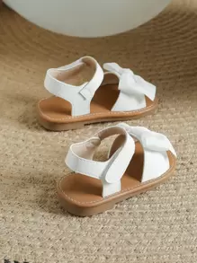 Xăng đan trang trí nơ chống trượt cho bé, Xăng đan quai ngang mắt cá chân mùa hè thời trang - trắng - Xem 2