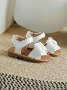 Xăng đan trang trí nơ chống trượt cho bé, Xăng đan quai ngang mắt cá chân mùa hè thời trang - trắng - Xem 3