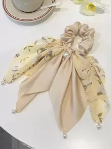 1件装女士花卉印花仿珍珠装饰时尚围巾发圈优雅发圈马尾辫头饰弹力带美容家居发饰节日配饰旅行生日配饰 - 彩色 - 查看 3
