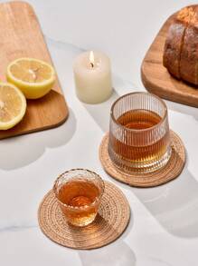 4 piezas/set poliéster mesa Taza minimalista redondo Portavasos para casa - Caqui - Ver 4