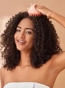 SHEIN Basic living 1pc Scalp Massager Shampoo Scrubber With Soft Silicone Bristles For Hair Home Bathroom Decor Summer