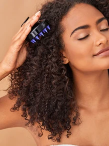 SHEIN Basic living 1 件头皮按摩器洗发刷，带柔软硅胶刷毛，适用于头发、干湿使用、包、收纳、存储、发夹 - 紫色 - 查看 2