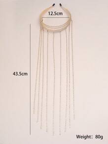 Băng đô tua rua có đính kim cương giả, băng đô tua dài 4 hàng phóng đại thời trang được cá nhân hóa một mảnh - Vàng - Xem 4