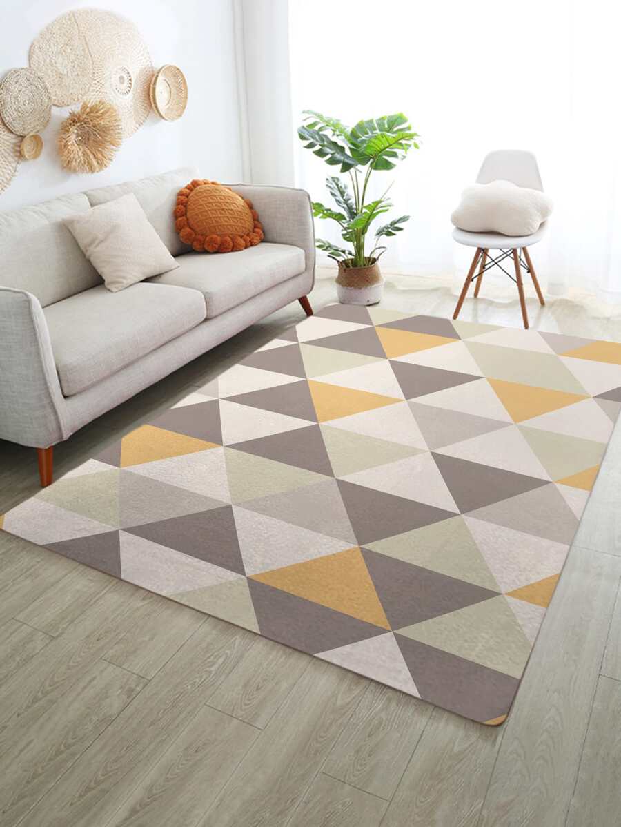 1 tấm thảm họa tiết hình học, thảm trải sàn Polyester hiện đại cho gia đình - Nhiều màu - Xem 1