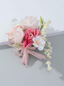 1入組女士花朵裝飾浪漫胸花適合婚禮派對 - 彩色 - 查看 2